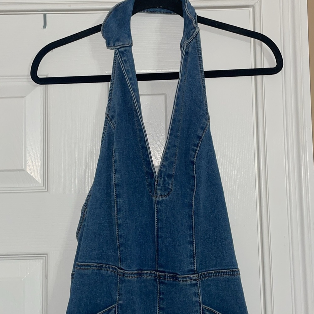 Free People Blue Denim Halter Jumpsuit - Picture 8 of 10
